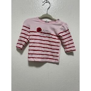 NWT Alphabet By Du guy Creations Pink And Red Striped Graphic Shirt Size 23 Mos